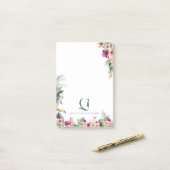 Tropische Monogram Bloemige Persoonlijke Werkplek Post-it® Notes (Op bureau)
