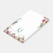Tropische Monogram Bloemige Persoonlijke Werkplek Post-it® Notes (Schuin)
