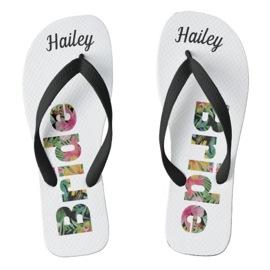 Tropische Monogram Bruid Teenslippers (Voetbed)