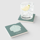 Tropische monogram Drink Coasters Stenen Onderzetter (Zijkant)