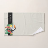 Tropische monogram naam Black Toucan Bathroom Bad Handdoek (Handdoek)