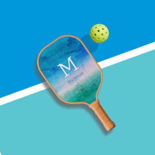 Tropische monogram Ocean Blue Green Beachy Pickleball Paddle