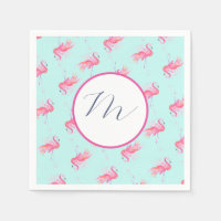 Tropische monogram roze flamingo Waterverf