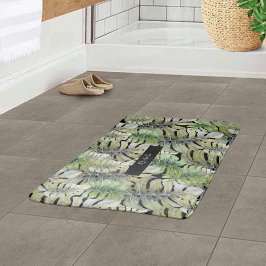 Tropische monogrammen van palmpasta's badmat