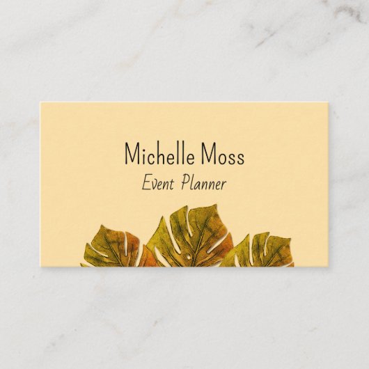 Tropische Monstara Bladerpalm Bladeren Elegant Visitekaartje (Voorkant)