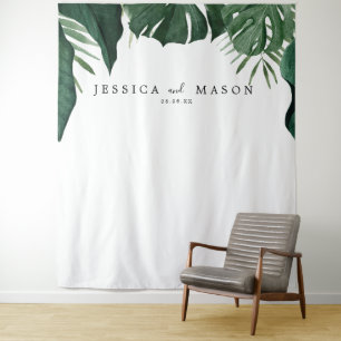 Tropische Monstera Achtergrond Foto Booth Wandkleed