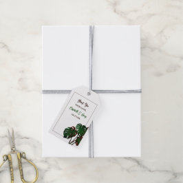 Tropische Monstera Beach bruiloft Cadeaulabel