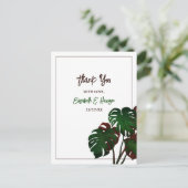 Tropische Monstera Beach bruiloft dank u Briefkaart (Staand voorkant)