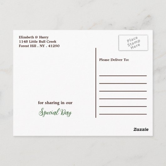 Tropische Monstera Beach bruiloft dank u Briefkaart (Achterkant)