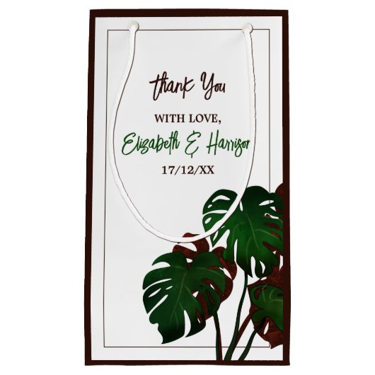 Tropische Monstera Beach bruiloft dank u Klein Cadeauzakje (Voorkant)