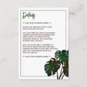 Tropische Monstera Beach bruiloft detail Informatiekaartje (Voorkant)