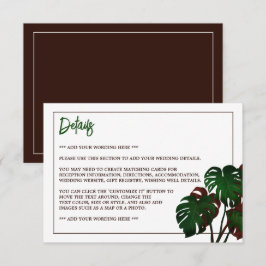 Tropische Monstera Beach bruiloft detail Informatiekaartje