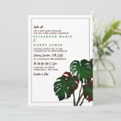 Tropische Monstera Beach bruiloft Kaart (Staand voorkant)