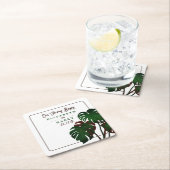 Tropische Monstera Beach bruiloft Kartonnen Onderzetters (Insitu)