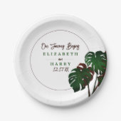 Tropische Monstera Beach bruiloft Papieren Bordje (Voorkant)