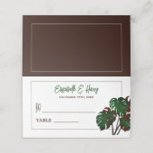 Tropische Monstera Beach bruiloft Plaatskaartje (Buitenkant ongevouwen)
