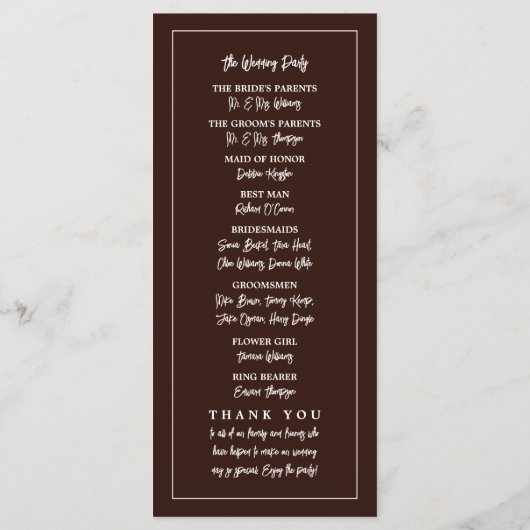 Tropische Monstera Beach bruiloft Programmakaart (Achterkant)