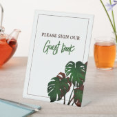 Tropische Monstera Beach bruiloft Reclamebord Met Voetstuk (Insitu)