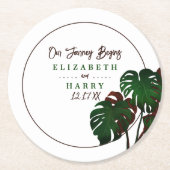 Tropische Monstera Beach bruiloft Ronde Kartonnen Onderzetter (Voorkant)