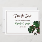 Tropische Monstera Beach bruiloft Save The Date (Voorkant)