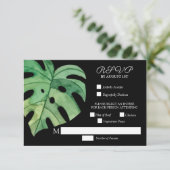 Tropische Monstera blad botanische bruiloft RSVP Kaartje (Staand voorkant)