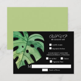 Tropische Monstera blad botanische bruiloft RSVP Kaartje