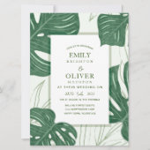 Tropische Monstera blad bruiloft uitnodigingen (Voorkant)
