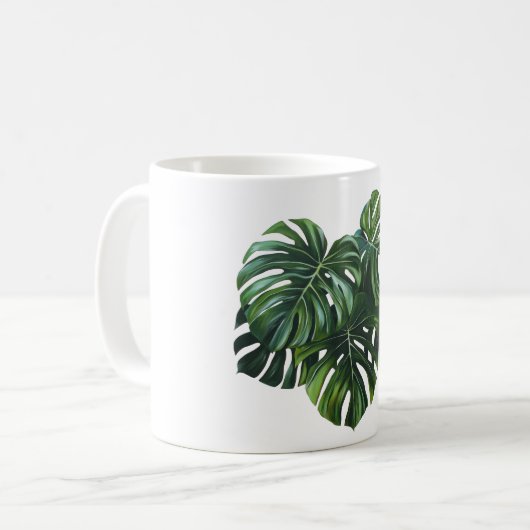 Tropische Monstera blad gebladerte Mok (Voorkant links)