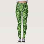 Tropische Monstera Bladeren 5 Leggings (Voorkant)