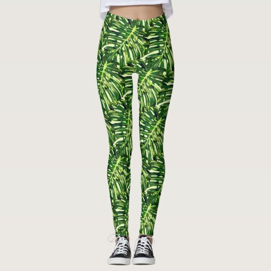 Tropische Monstera Bladeren 5 Leggings (Voorkant)