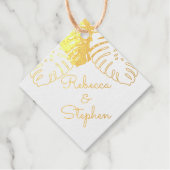 Tropische Monstera Bladeren Bruiloft ECHT FOIL Bedankjes Labels (Voorkant)