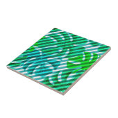 Tropische monstera-bladeren en diagonale strepen tegeltje (Zijkant)