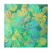 Tropische monstera bladeren - exotisch tegeltje (Voorkant)