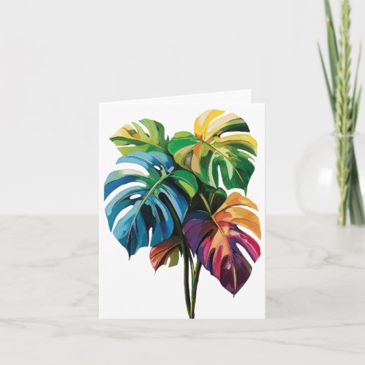 Tropische Monstera Bladeren Groeten Kaart (Voorkant)