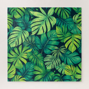Tropische Monstera Bladeren Jungle Patroon Legpuzzel