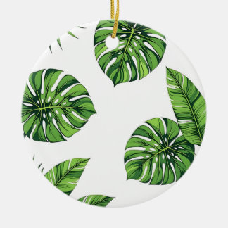 Tropische Monstera Bladeren Naadloos Patroon Groen Keramisch Ornament