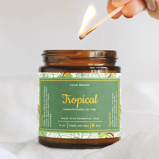 Tropische Monstera bladeren wikkelen rond kaarseti Rechthoekige Sticker