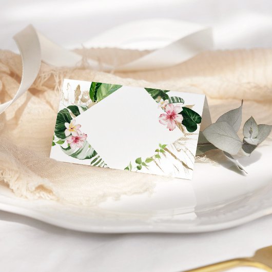 Tropische monstera bloemenbruiloft plaats kaarten plaatskaartje