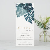Tropische Monstera Blue Foliage Couples Shower Kaart (Staand voorkant)