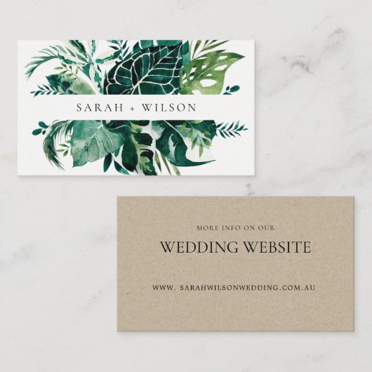 Tropische monstera Blue Foliage Weddenschap Websit Visitekaartje (Voorkant / Achterkant)