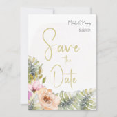 Tropische Monstera Boho Bloem Waterverf Kunst Save The Date (Voorkant)