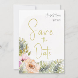Tropische Monstera Boho Bloem Waterverf Kunst Save The Date