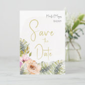 Tropische Monstera Boho Bloem Waterverf Kunst Save The Date (Staand voorkant)