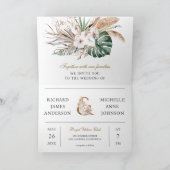 Tropische Monstera Boho Pampas QR Code Huwelijk (Binnen)