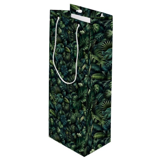 Tropische Monstera Botanische Groene Jungle  Wijn Cadeautas (Voorkant Gekanteld)