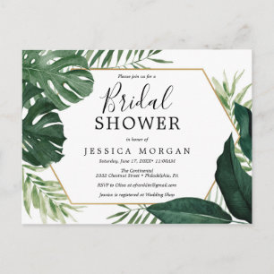 Tropische Monstera Bridal Shower Invitation Briefkaart