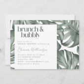 Tropische Monstera Bruidsbrunch Mousserende Bruids Kaart (Voorkant)
