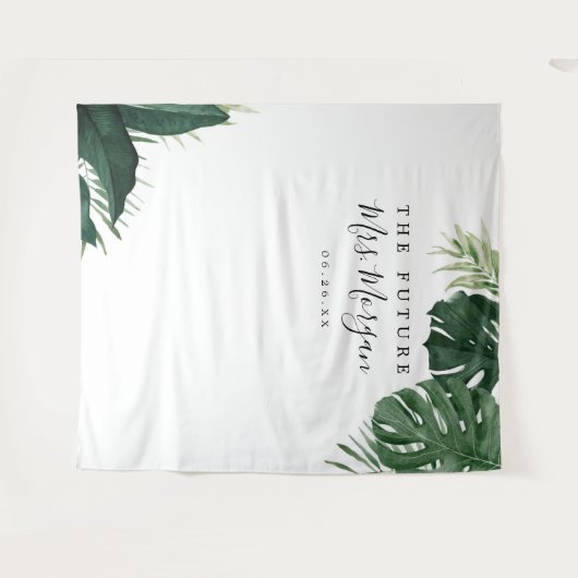 Tropische Monstera Bruiloft Backdrop Wandkleed (Voorkant (horizontaal))