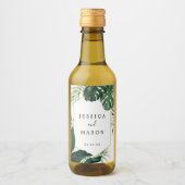 Tropische Monstera Bruiloft Mini Wijn Labels Etiket (Voorkant)