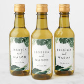 Tropische Monstera Bruiloft Mini Wijn Labels Wijn Etiket (Flessen)
